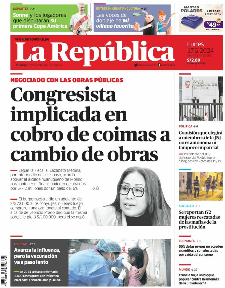 Portada de La Republica (Per&uacute;)