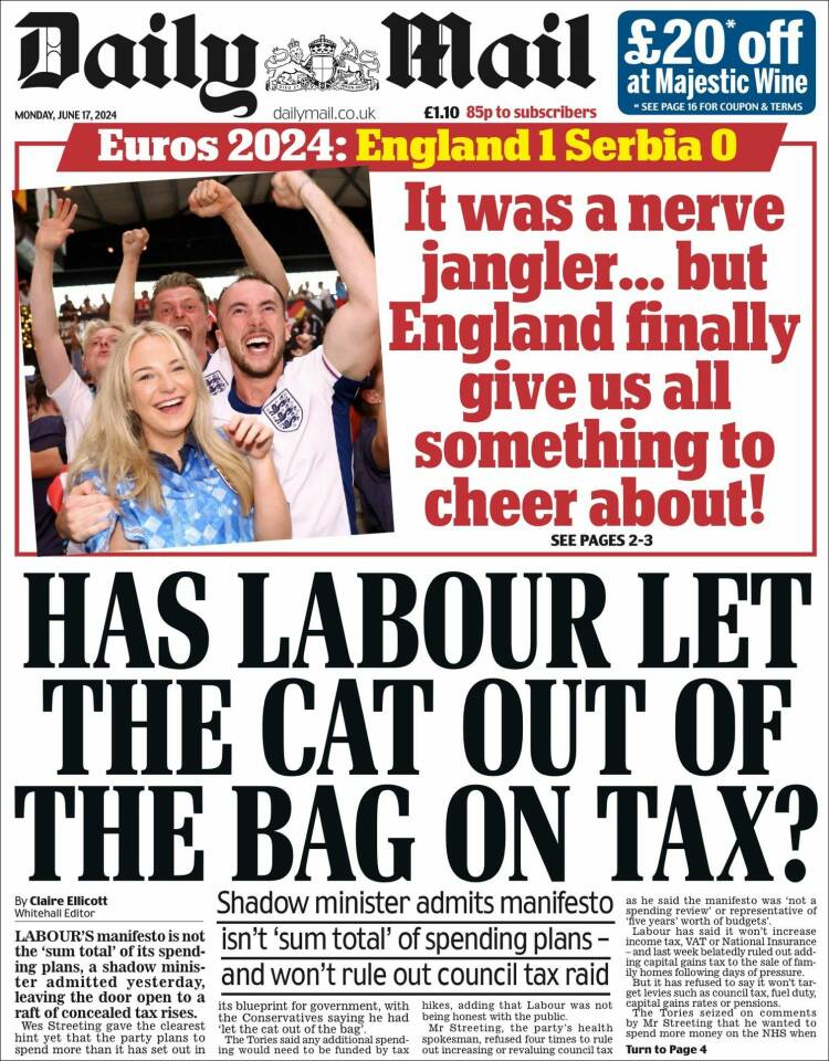 Portada de Daily Mail (Reino Unido)