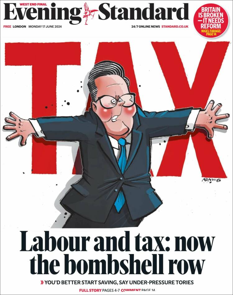 Portada de Evening Standard (Reino Unido)