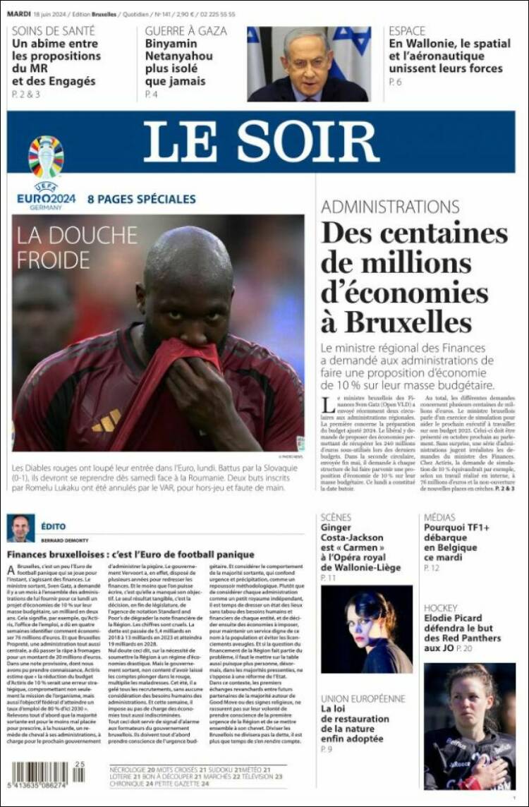 Portada de Le Soir (B&eacute;lgica)