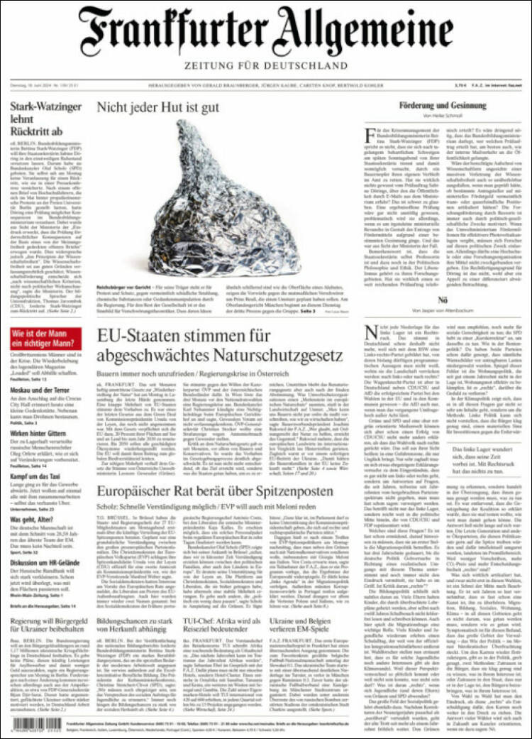 Portada de Frankfurter Allgemeine (Alemania)