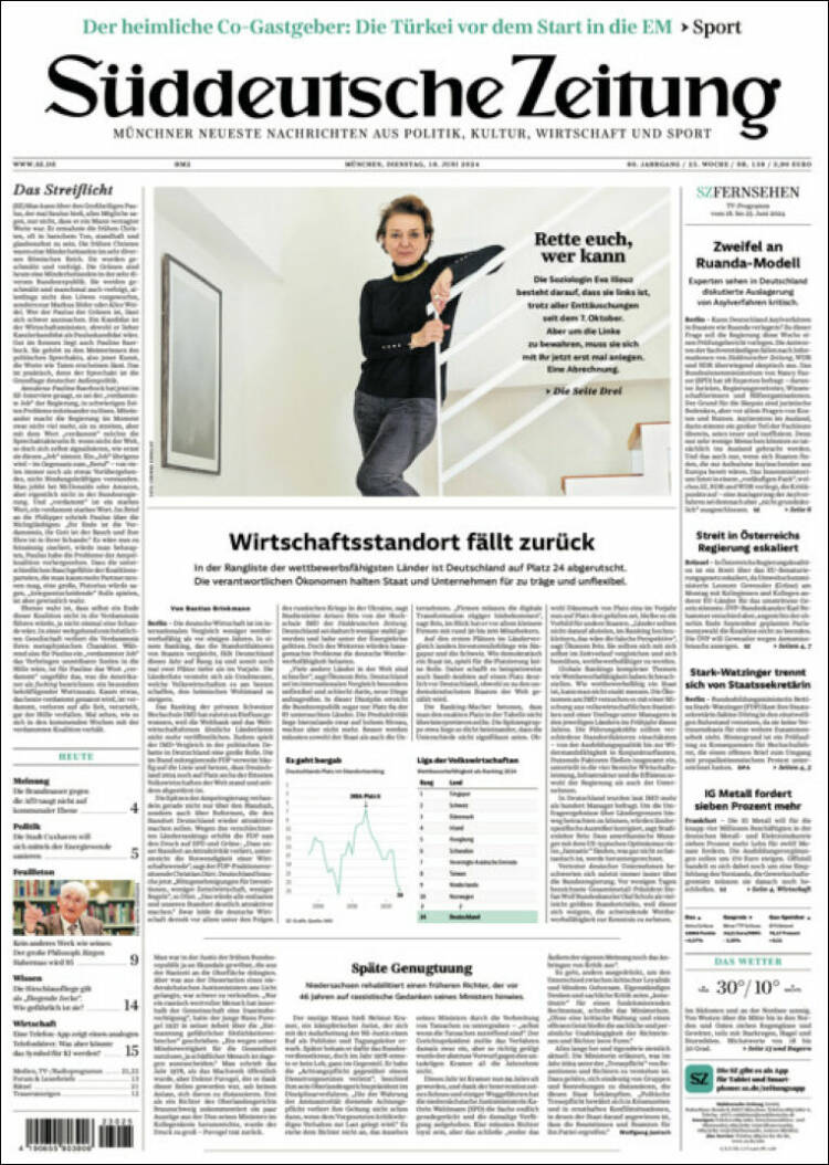 Portada de Sueddeutsche (Alemania)