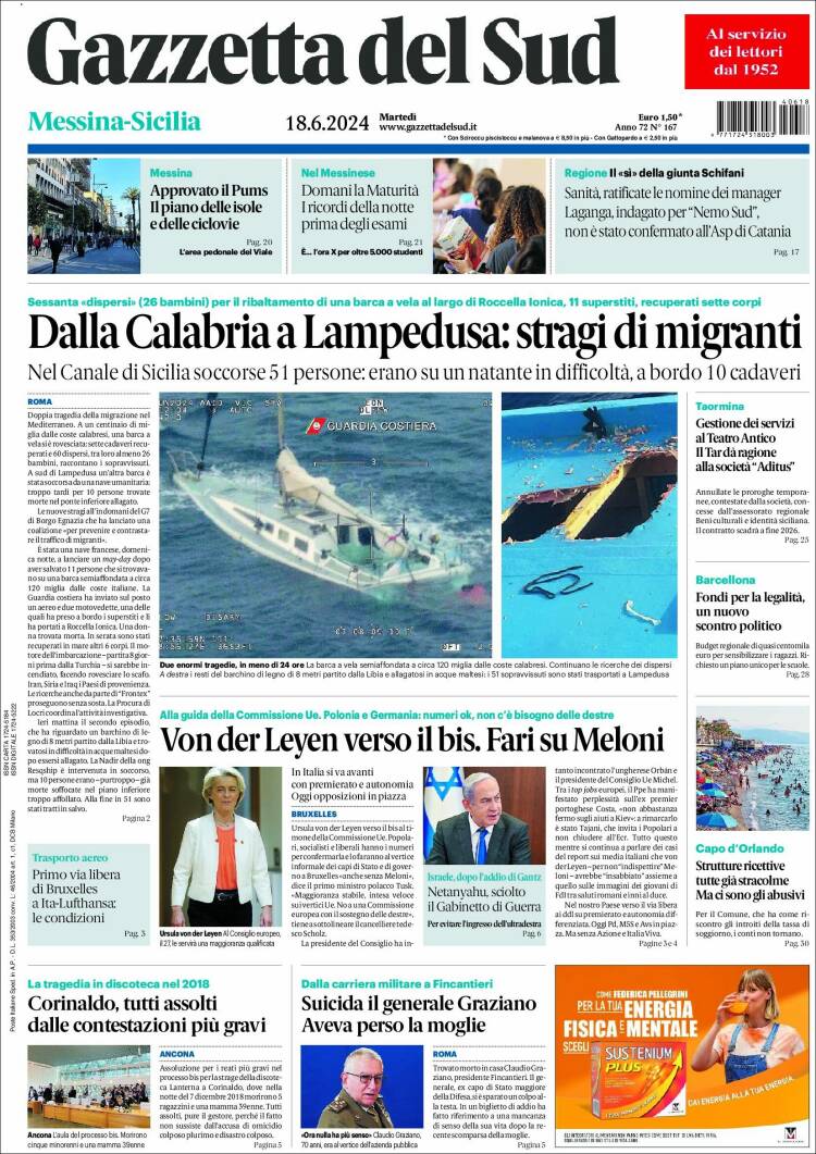 Portada de Gazzetta del Sud (Italia)