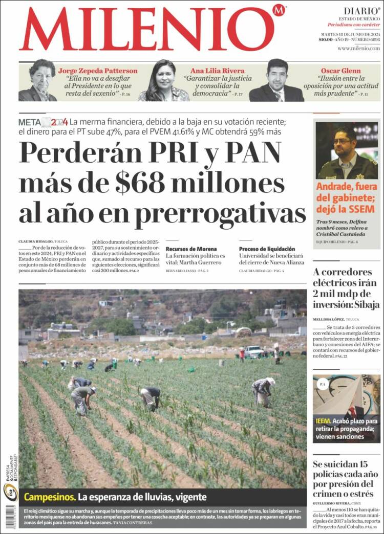 Portada de Milenio - Estado de México (M&eacute;xico)