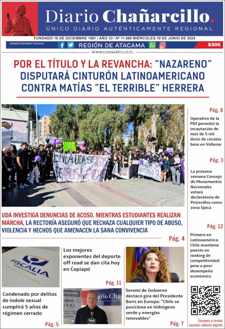 Portada de Diario Chañarcillo (Chile)