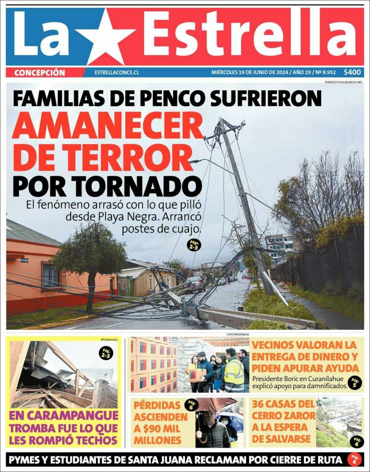 Portada de La Estrella de Concepción (Chile)