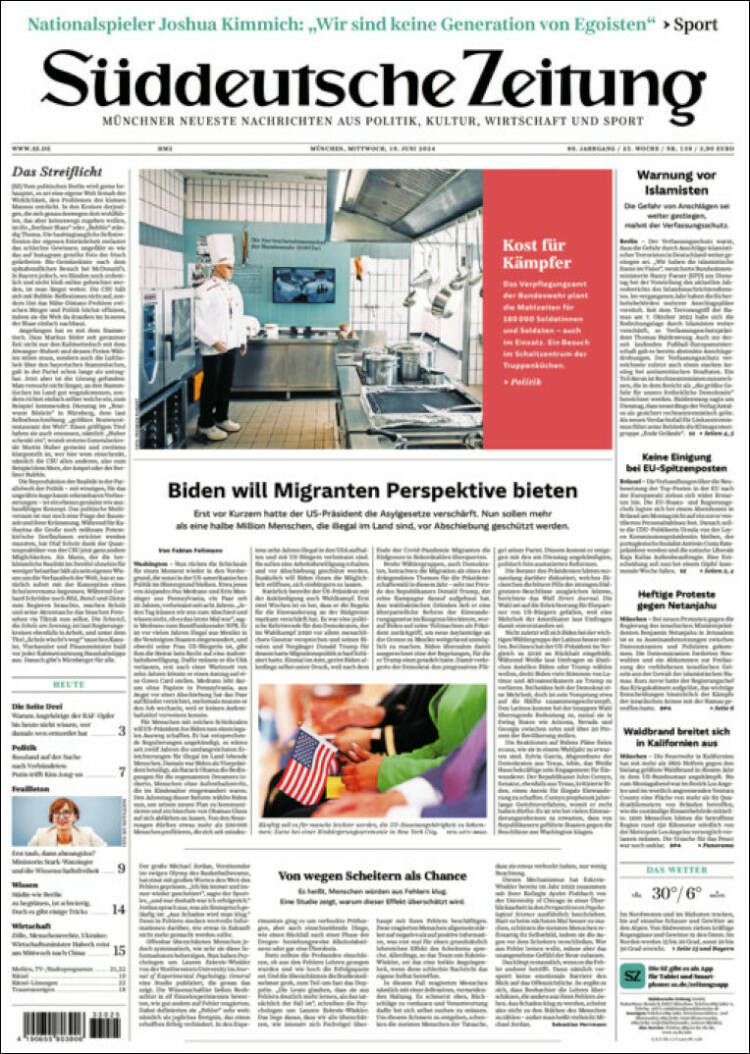 Portada de Sueddeutsche (Alemania)