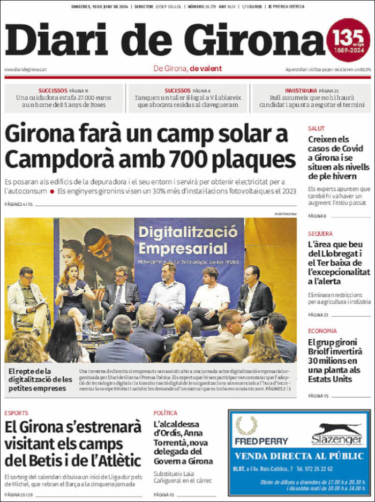Portada de Diari de Girona (Espa&ntilde;a)