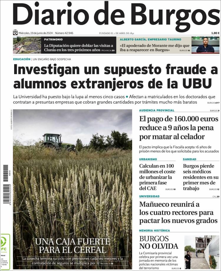 Portada de Diario de Burgos (Espa&ntilde;a)