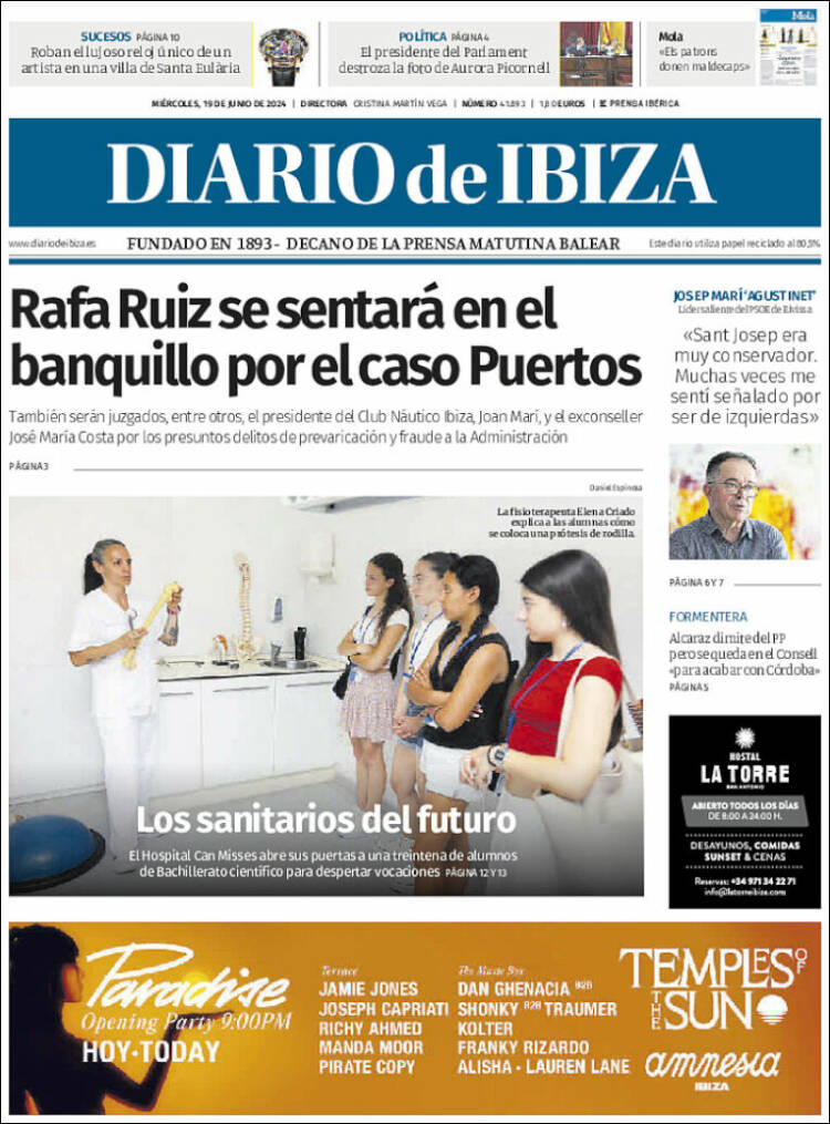 Portada de Diario de Ibiza (Espa&ntilde;a)