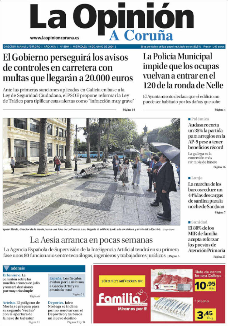 Portada de La Opinión de A Coruña (Espa&ntilde;a)