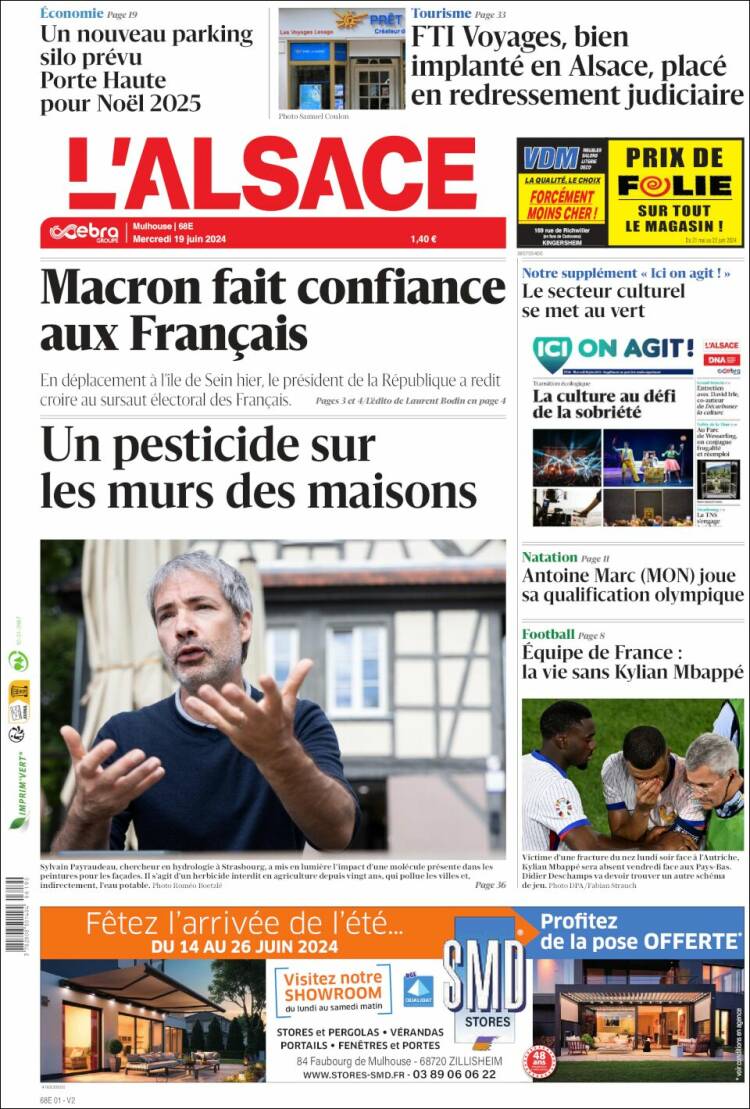 Portada de Journal L'Alsace (Francia)