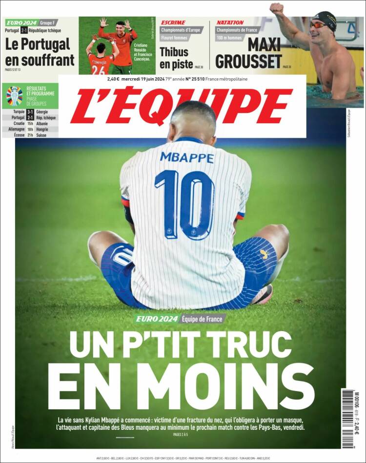 Portada de L'Equipe (Francia)