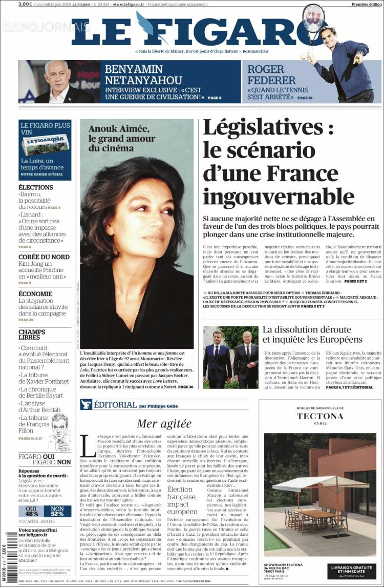 Portada de Le Figaro (Francia)