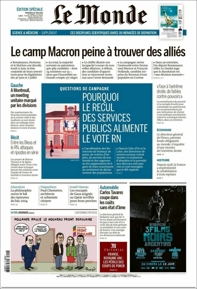 Portada de Le Monde (Francia)