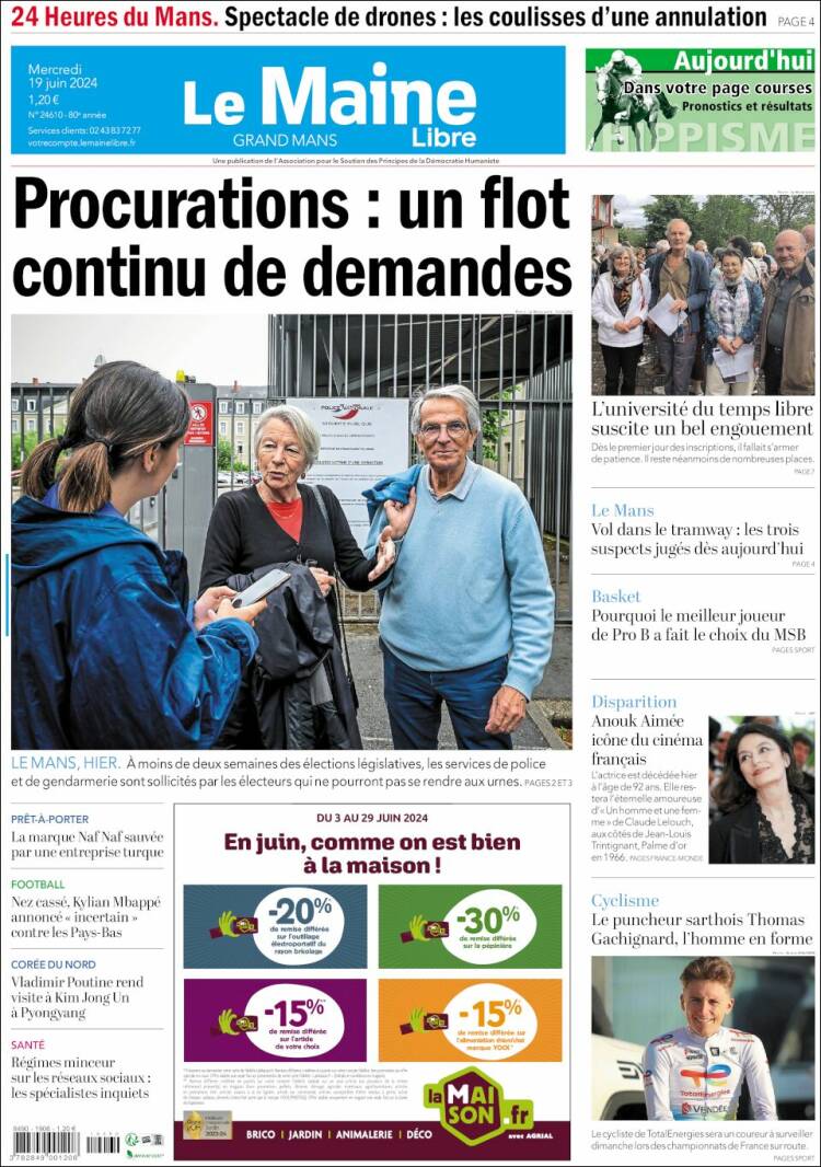 Portada de Le Maine Libre (Francia)