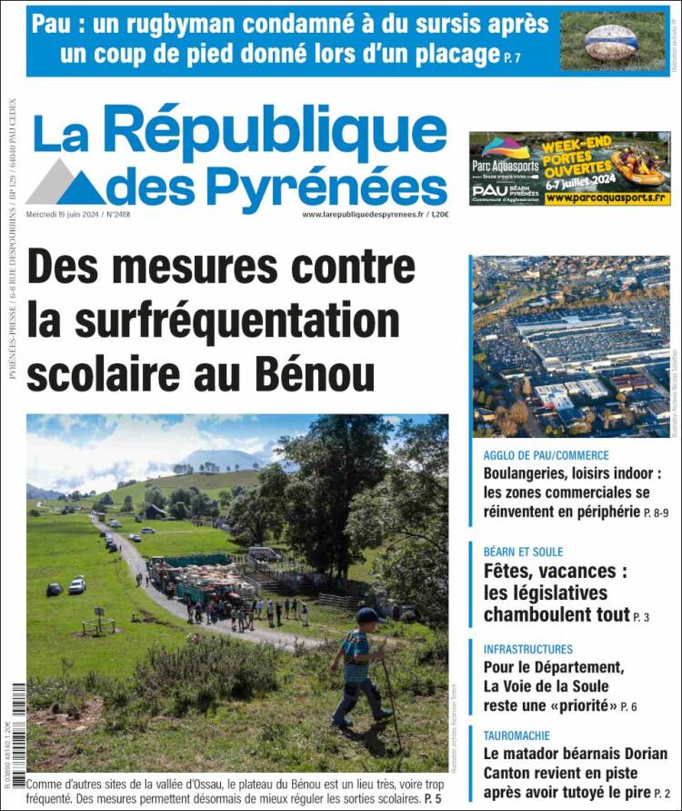 Portada de La République des Pyrénées (Francia)