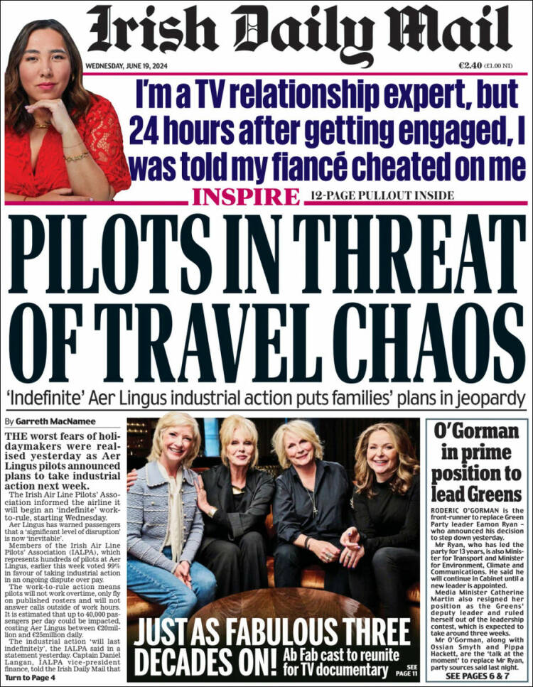 Portada de Irish Daily Mail (Irlanda)