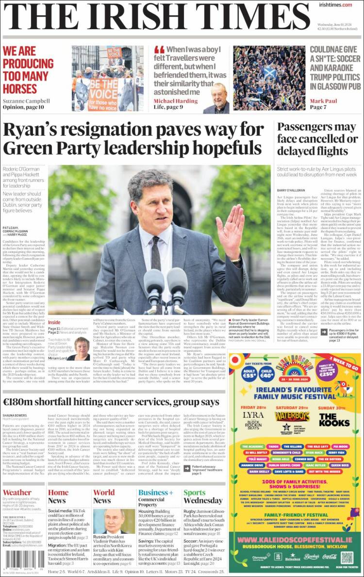 Portada de Irish Times (Irlanda)