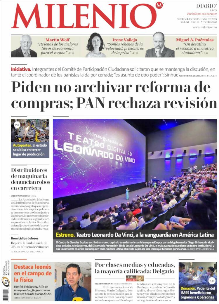Portada de Milenio de León (M&eacute;xico)