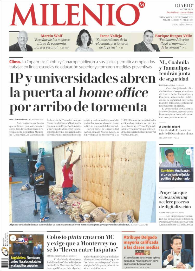 Portada de Milenio de Monterrey (M&eacute;xico)