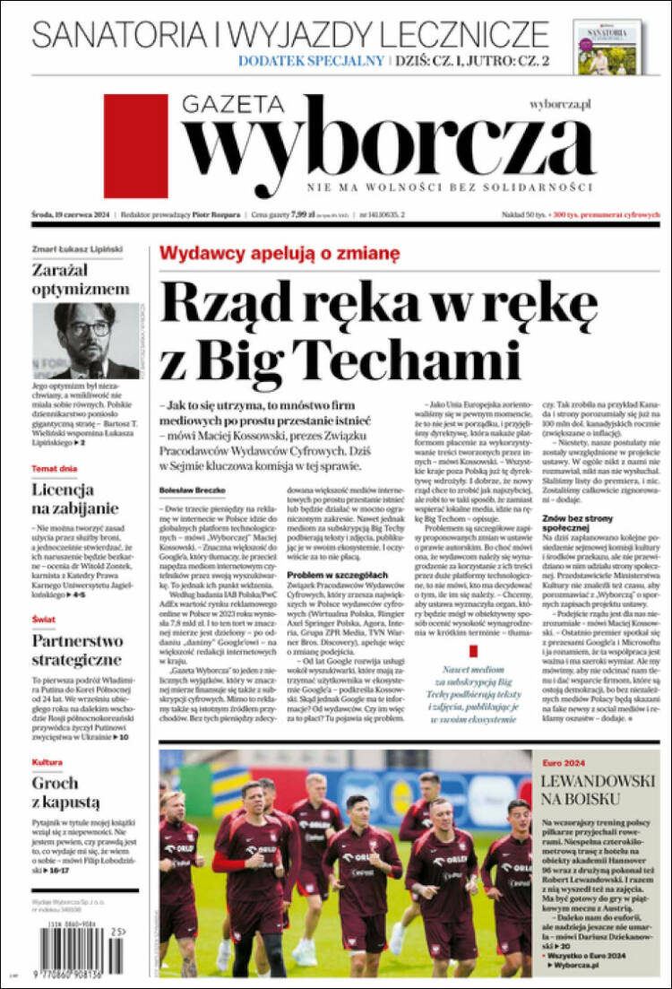 Portada de Gazeta Wyborcza (Polonia)