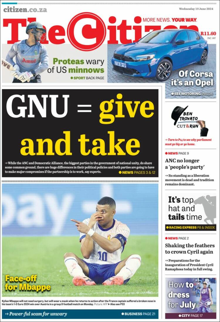 Portada de The Citizen (Sud&aacute;frica)