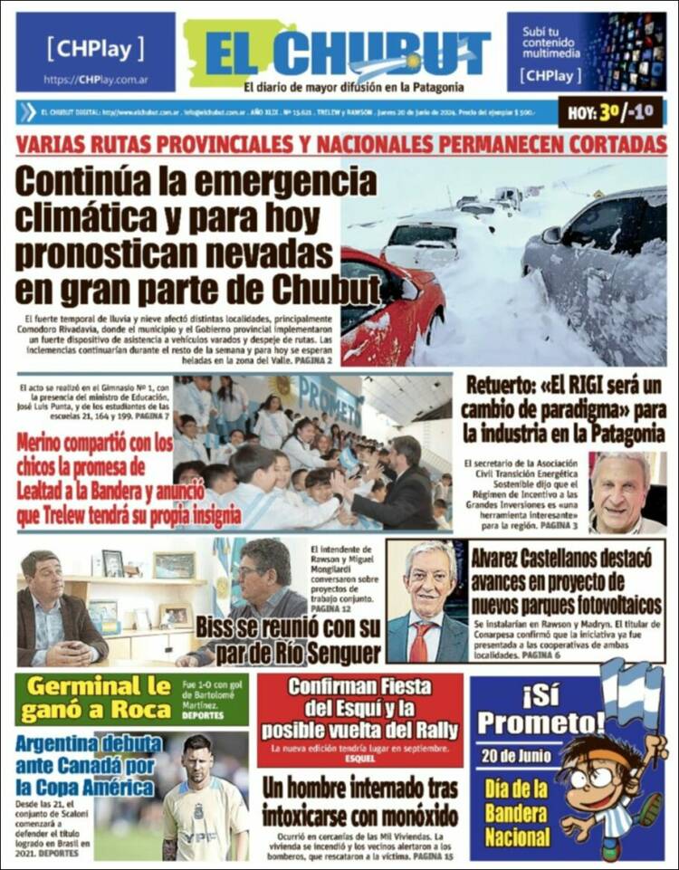 Portada de El Chubut (Argentina)