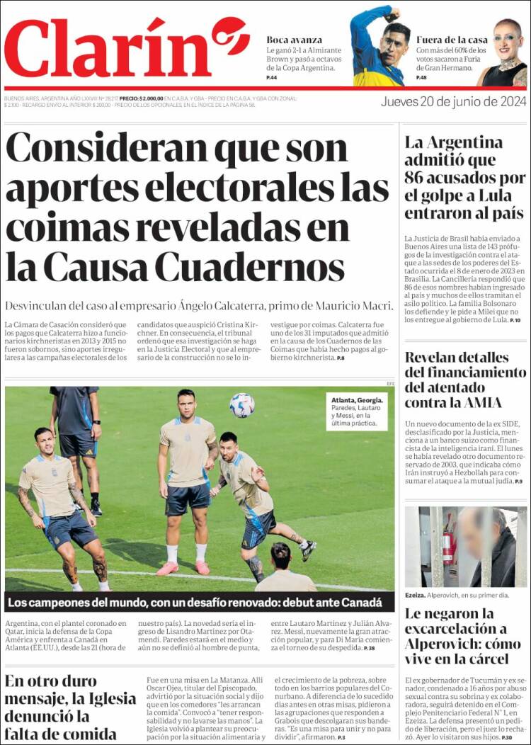 Portada de Clarín (Argentina)