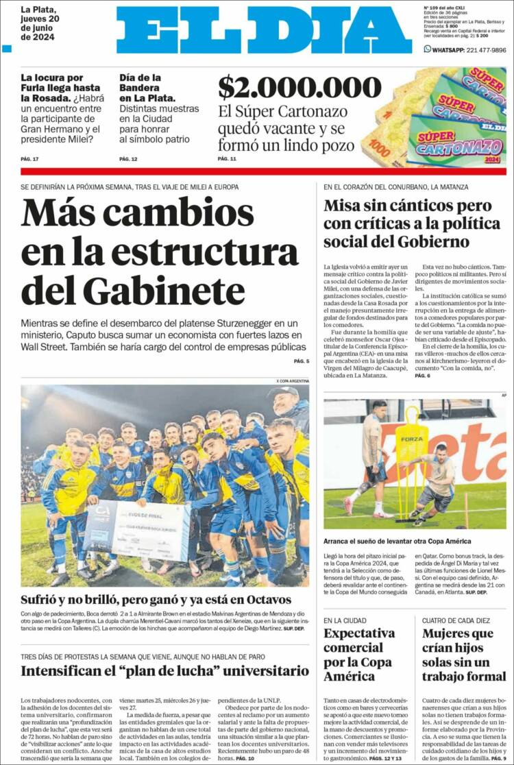Portada de El Día de la Plata (Argentina)