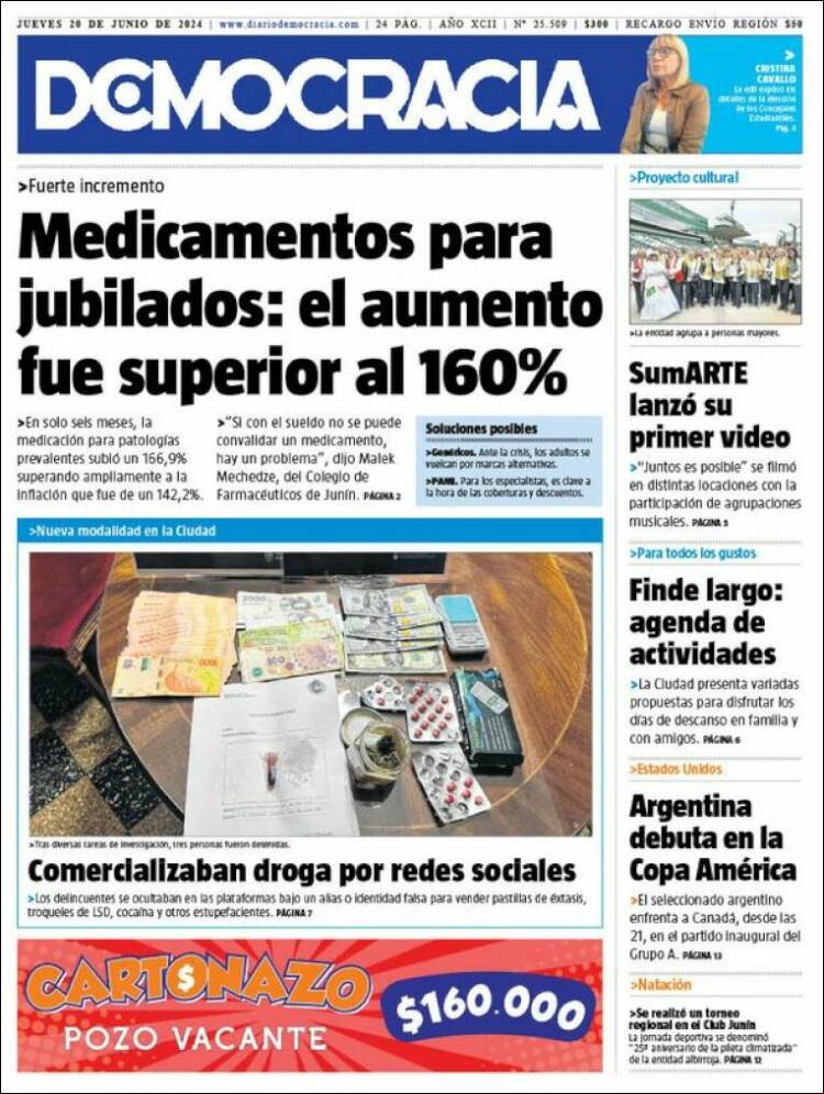 Portada de Diario Democracia (Argentina)