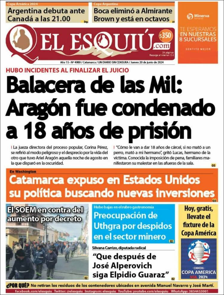 Portada de El Esquiu (Argentina)