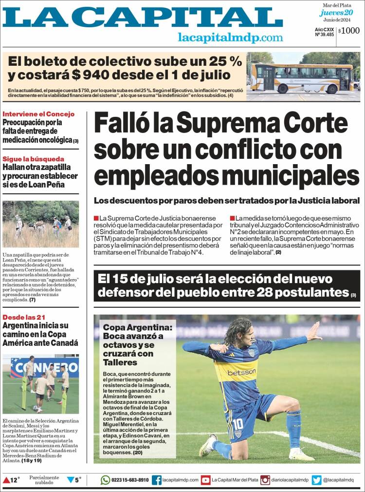 Portada de Diario La Capital - Mar del Plata (Argentina)