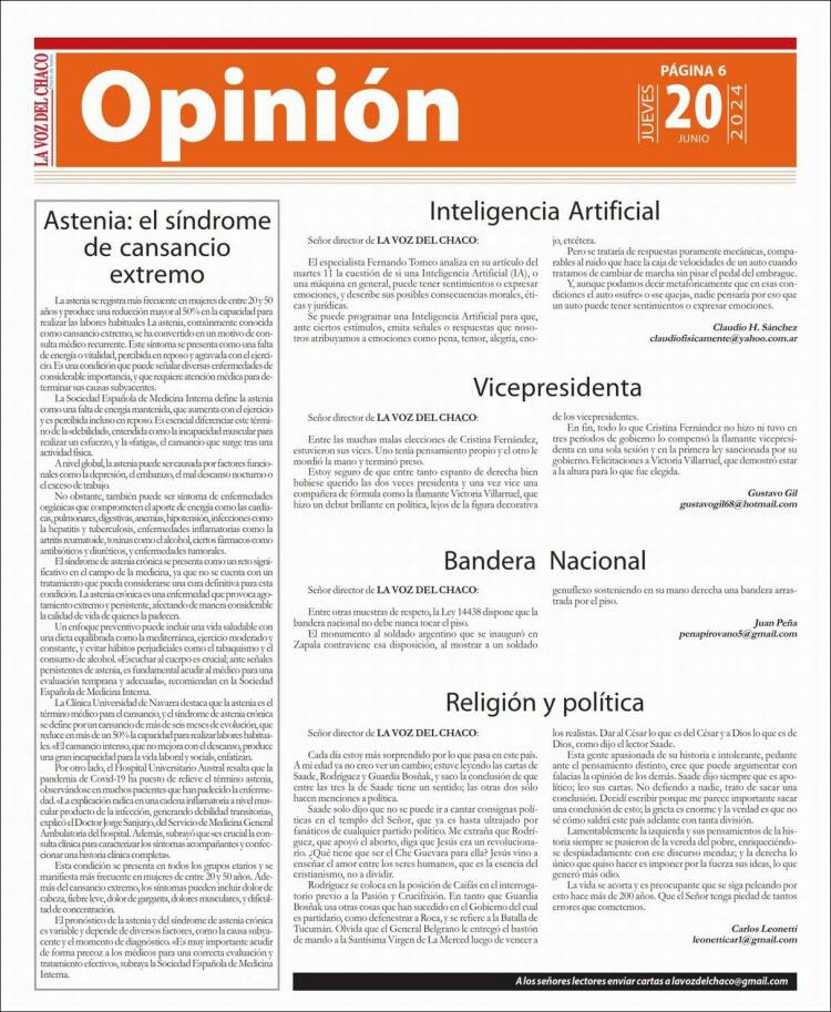 Portada de La Voz del Chaco (Argentina)