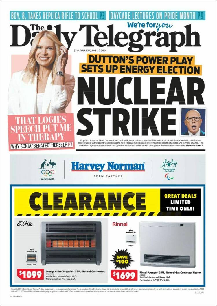 Portada de The Daily Telegraph (Australia)