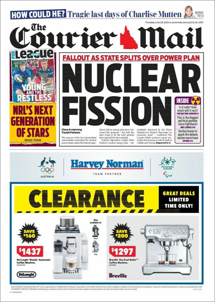 Portada de The Courier-Mail (Australia)