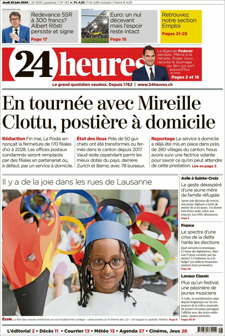 Portada de 24 Heures (Suiza)