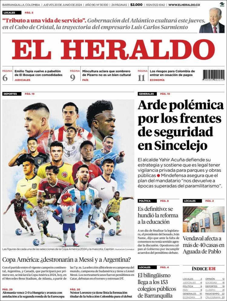 Portada de El Heraldo (Colombia)
