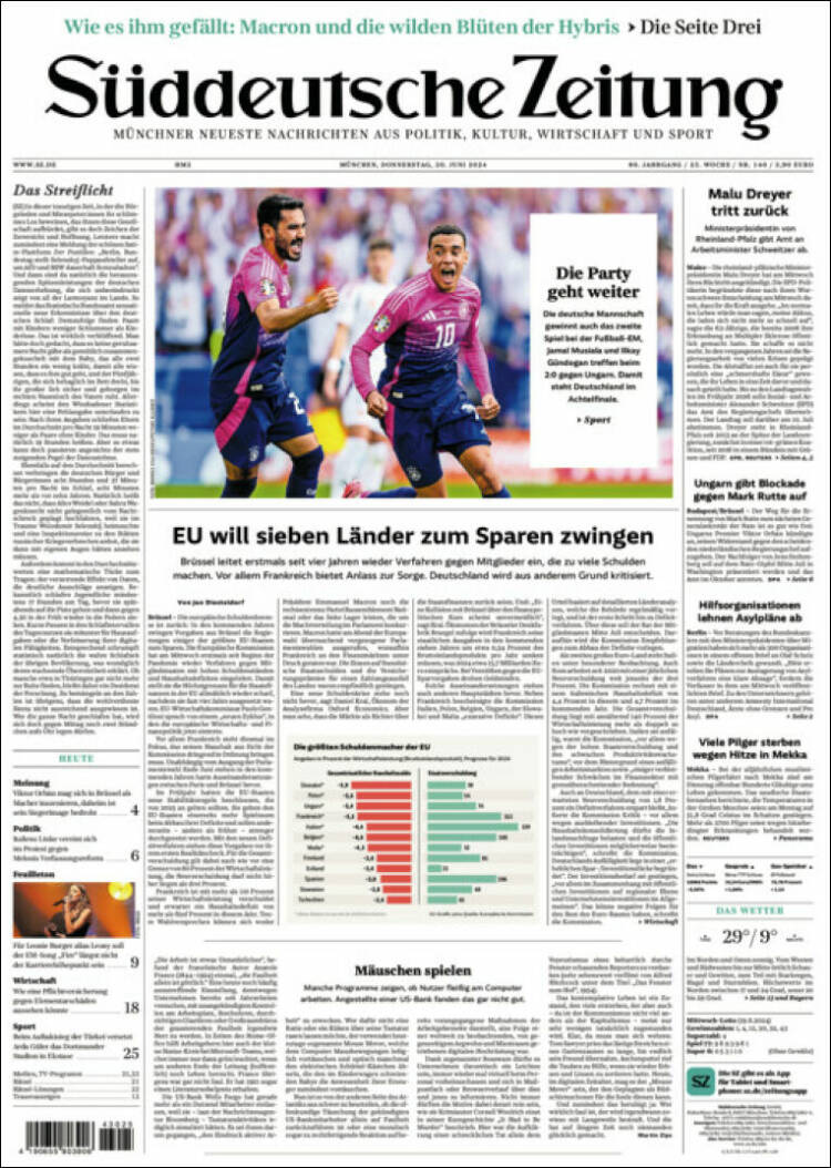 Portada de Sueddeutsche (Alemania)