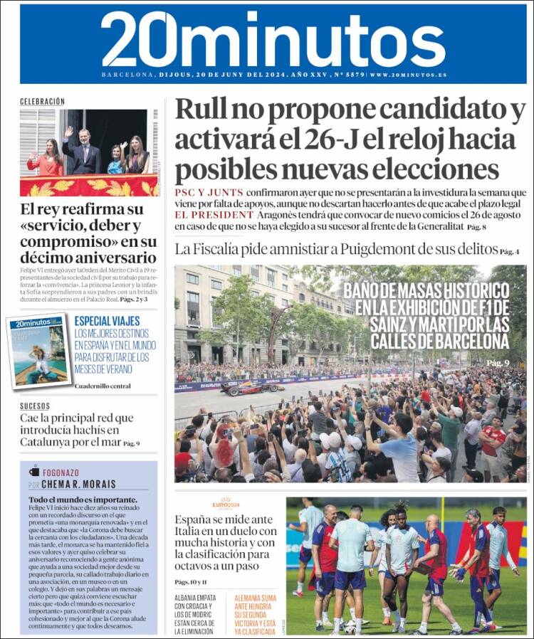 Portada de 20 Minutos - Barcelona (España)