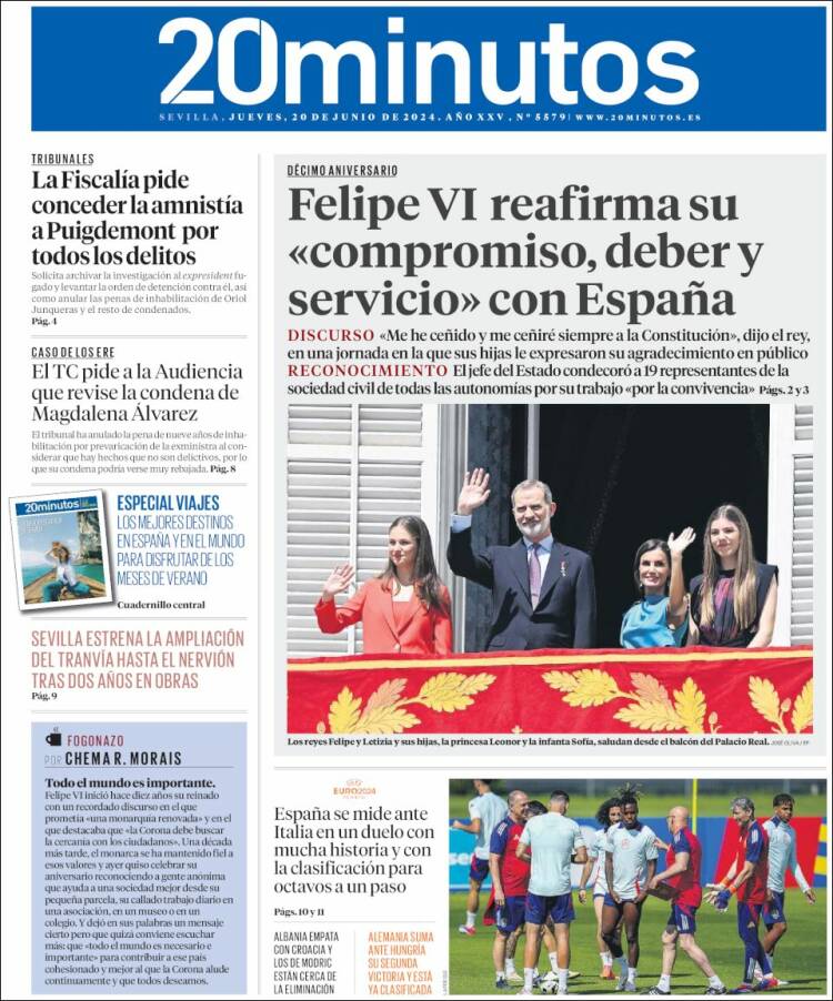 Portada de 20 Minutos - Sevilla (España)