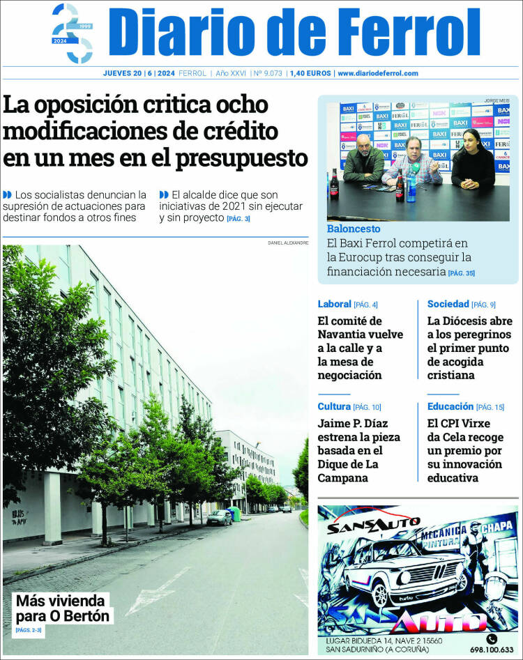 Portada de Diario de Ferrol (España)