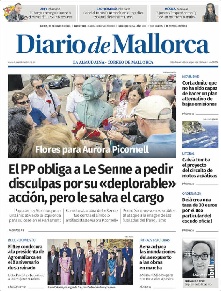 Portada de Diario de Mallorca (España)
