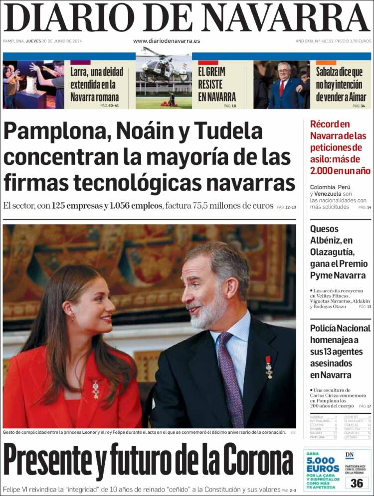 Portada de Diario de Navarra (España)