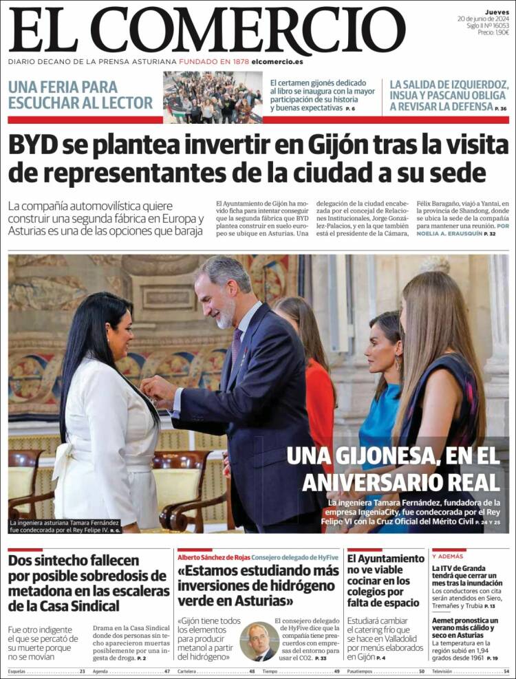 Portada de El Comercio - Gijón (España)