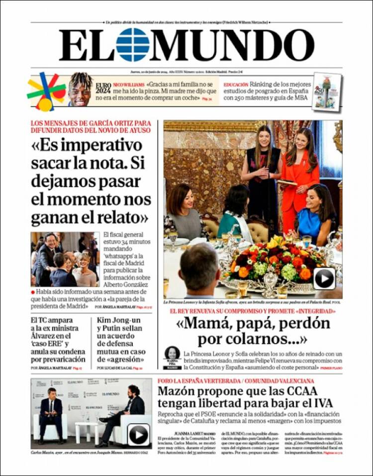 Portada de El Mundo (España)