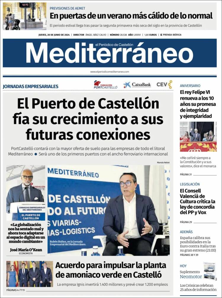 Portada de El Periódico Mediterraneo (España)
