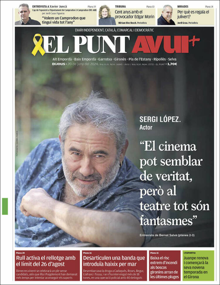 Portada de El Punt Avui - Girona (España)
