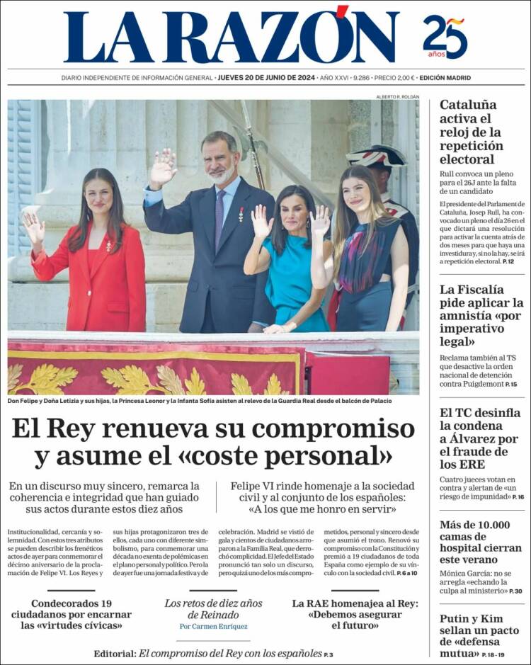 Portada de La Razón (España)