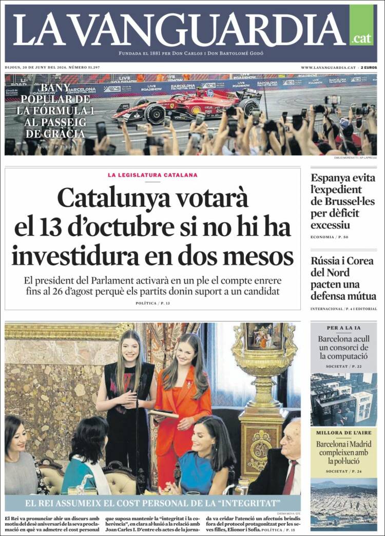 Portada de La Vanguardia (España)